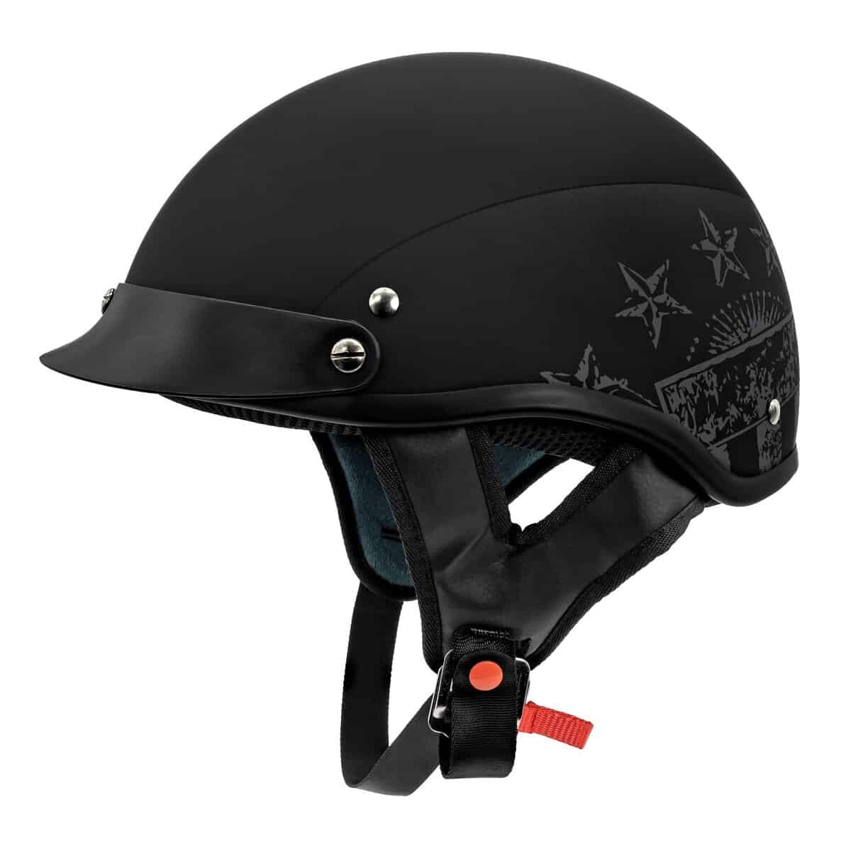 Casco de motocicleta VCAN Cruiser Solid -Negro Mate con Band