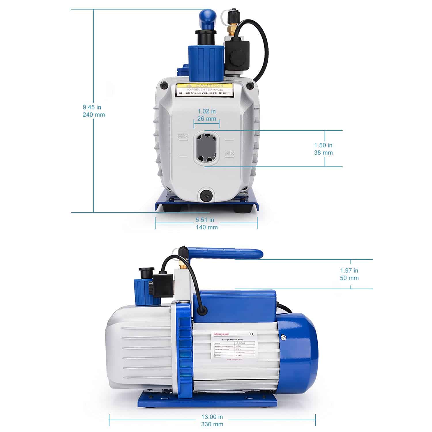 Bomba de Vacío de Paletas Giratorias de 2 Etapas Stonylab 5 - Imagen 4
