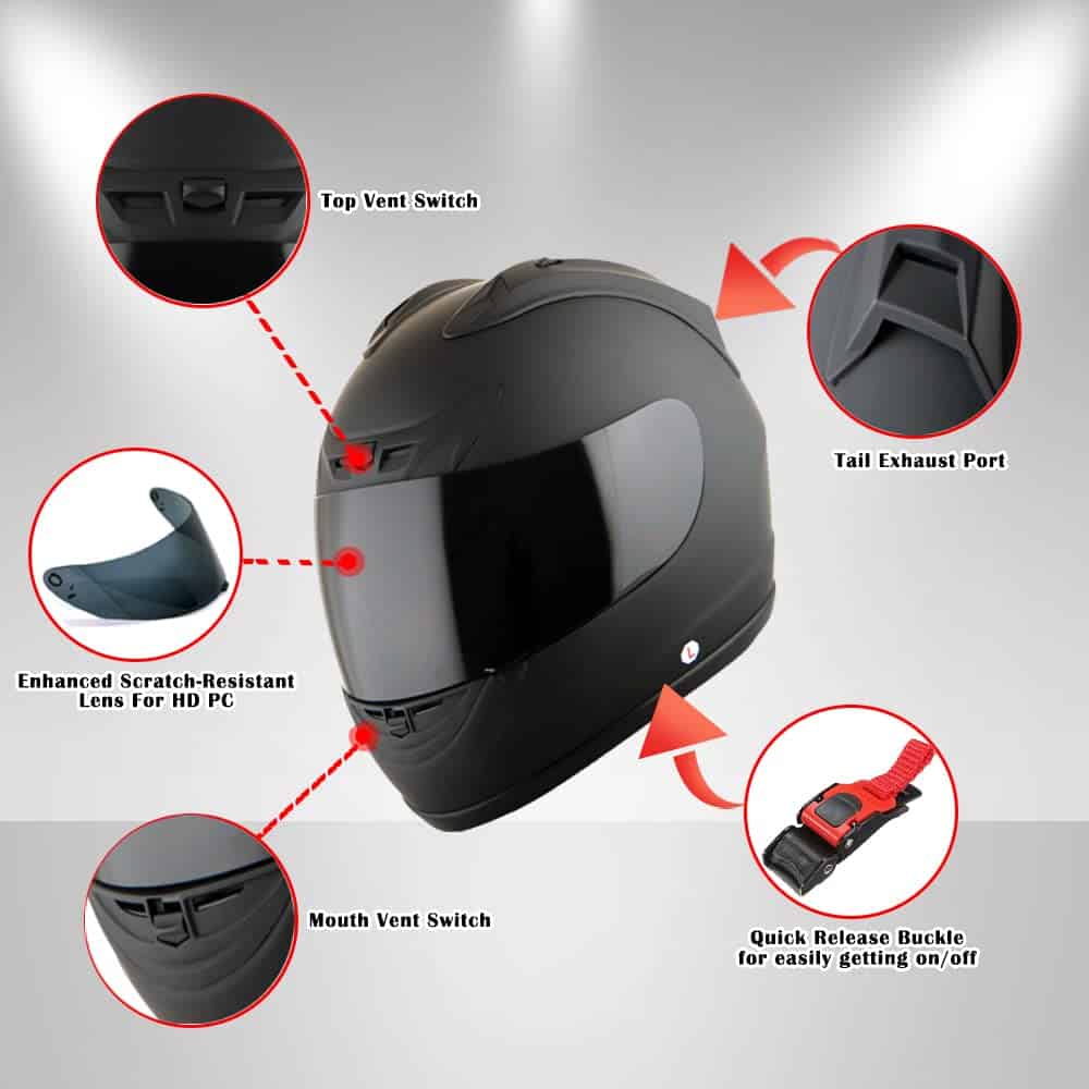 Casco de moto integral 1Storm New JH901 Glossy Red + Una - Imagen 5