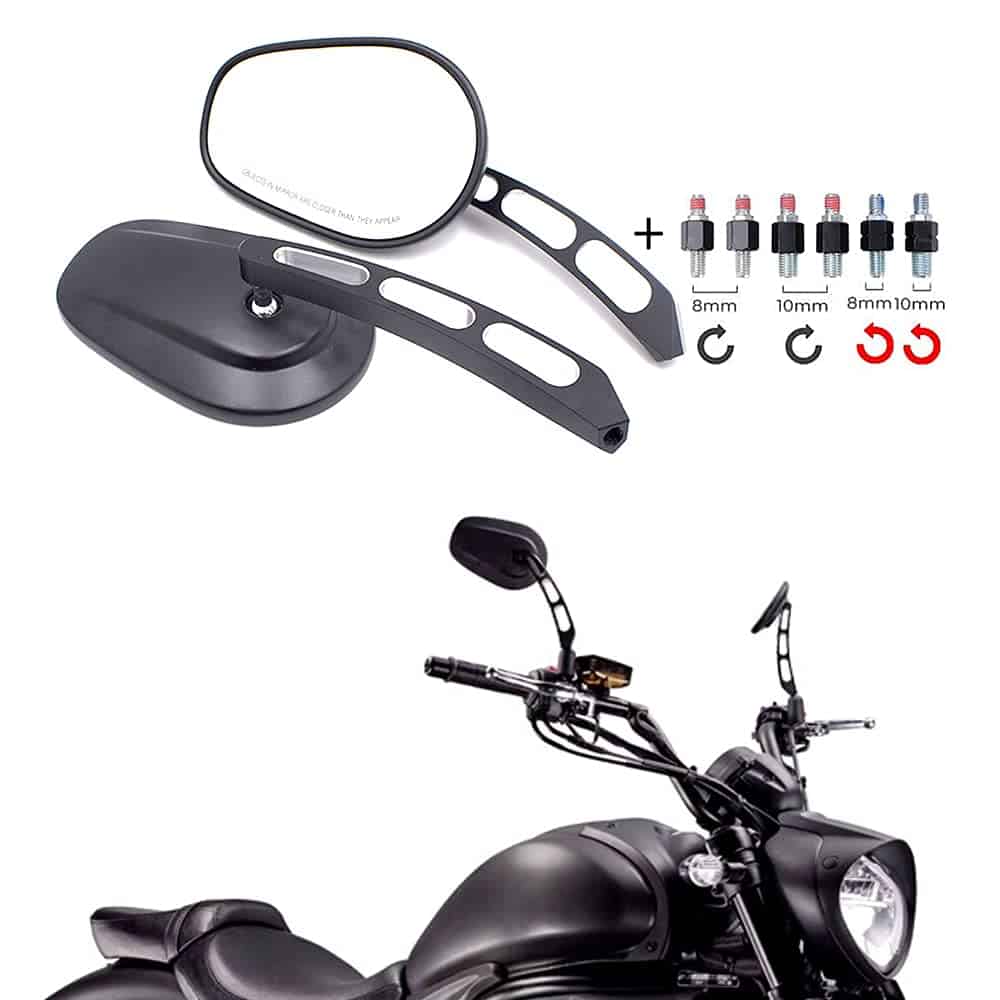 Espejos de Motocicleta Ovalados Negros para Vista Trasera