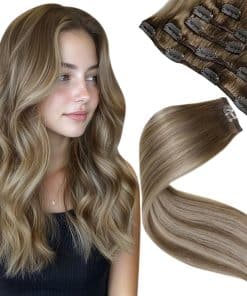 Extensiones de Cabello Clip en Marrón Balayage Rubio