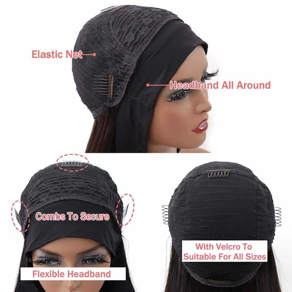 Peluca de Cabello Humano Onda Cuerpo con Diadema de 18 - Imagen 6
