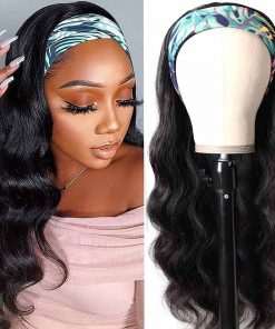 Peluca de Cabello Humano Onda Cuerpo con Diadema de 18