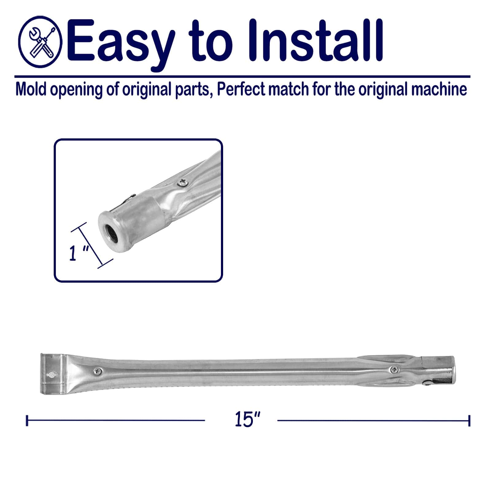 Tubo Quemador de Acero Inoxidable de 15" para Parrillas - - Imagen 3