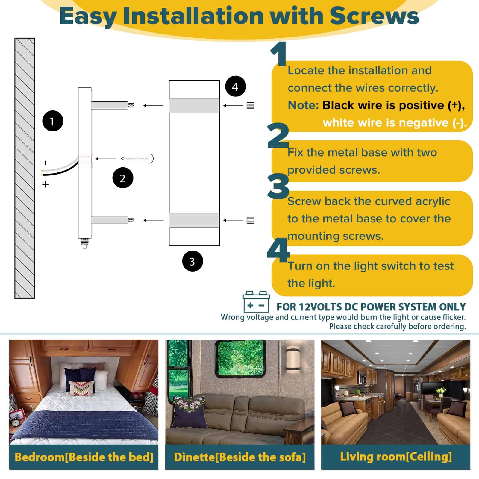 Lámpara de pared decorativa interior para RV Dream lighting - Imagen 7