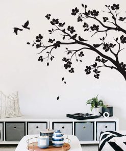 Gran Calcomanía de Esquina de Árbol con -Negro