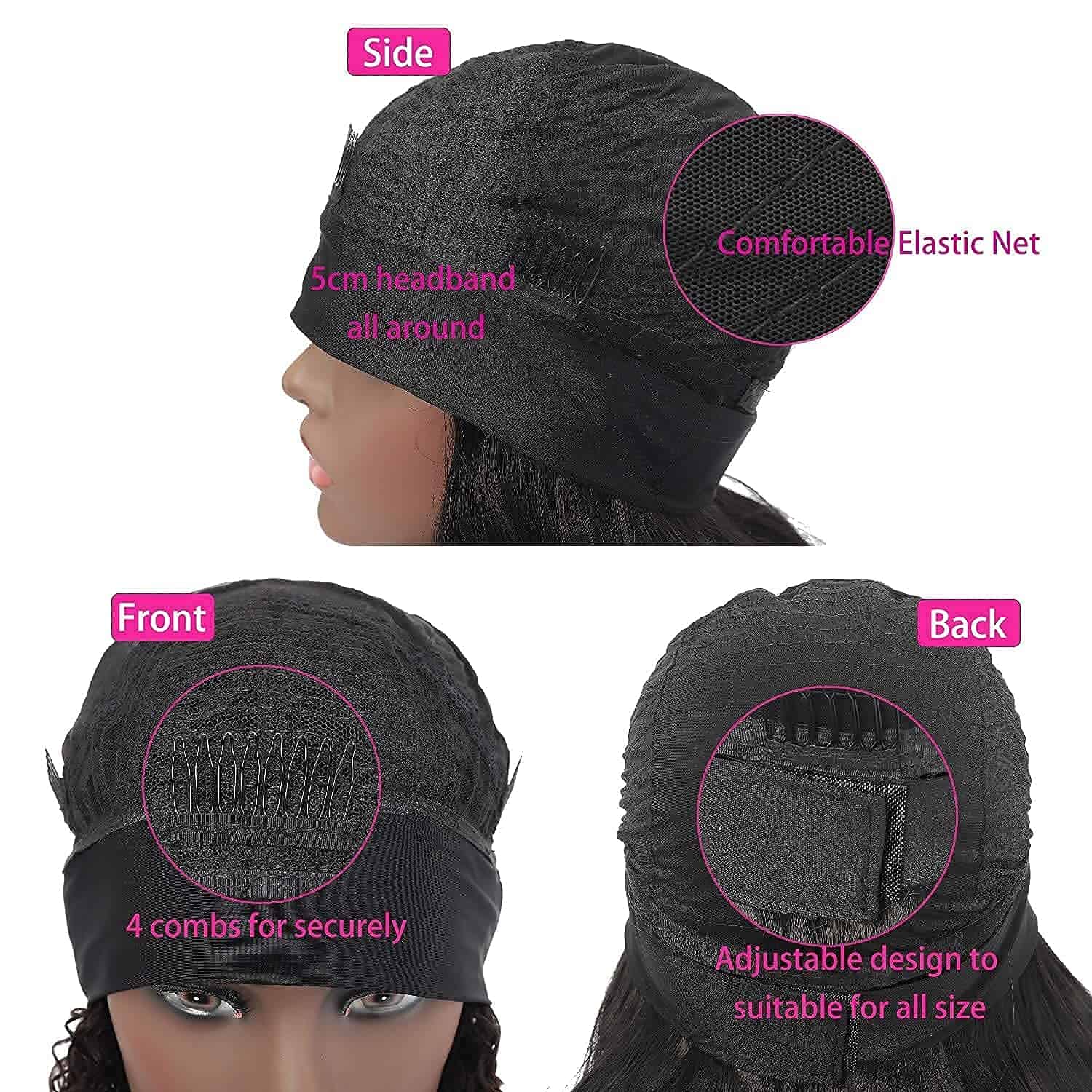 Pelucas de Vincha Corta Velicoo para Mujeres Negras Cabello - Imagen 6