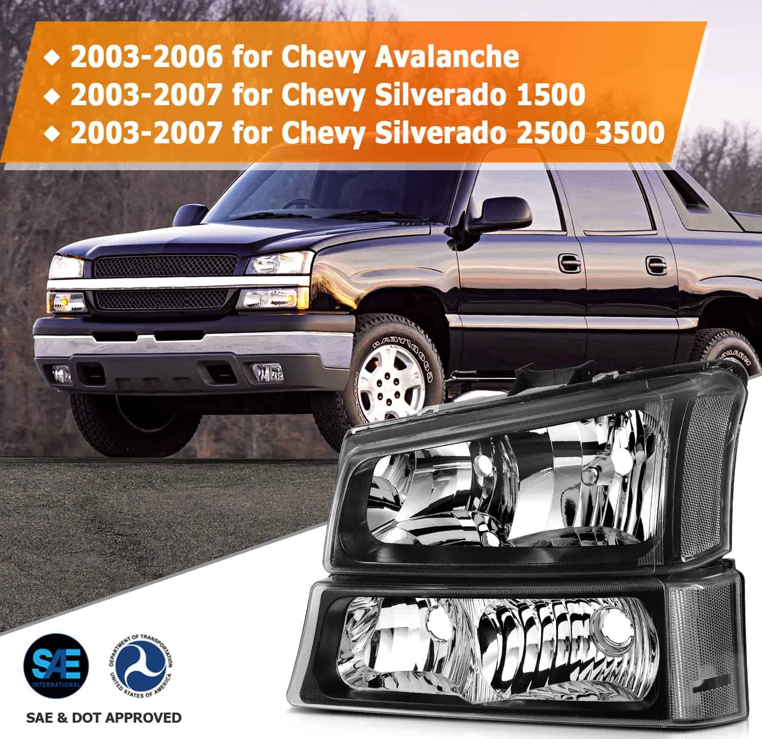 Ensamblaje de faros para Chevrolet Avalanche 1500 2003-2006 - Imagen 3