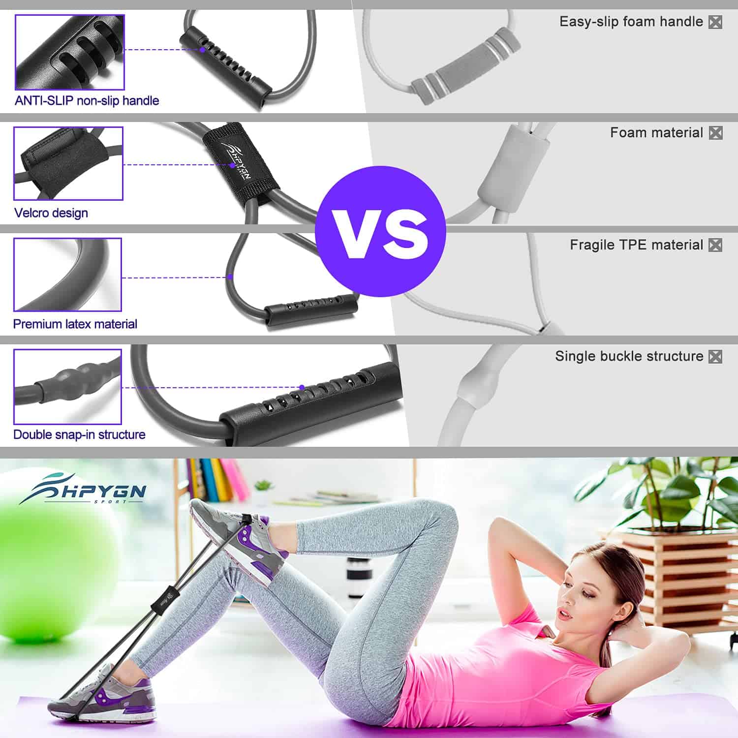 Banda de resistencia en forma de 8 para hombres, expansor - Imagen 5