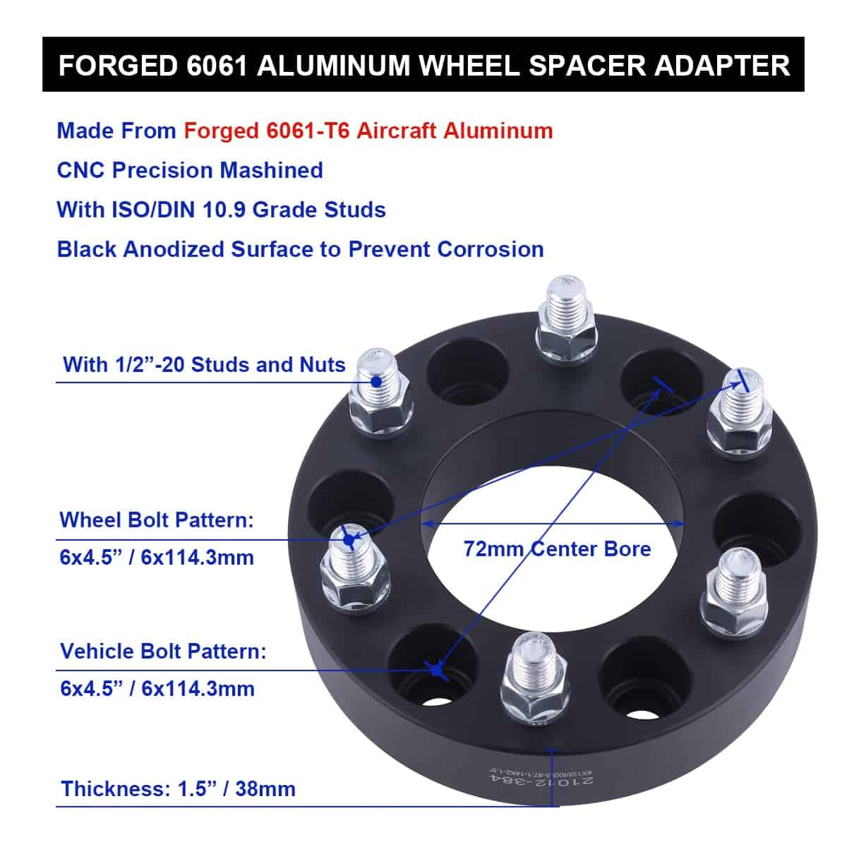 Espaciadores de Rueda VLAOSCHI Negros Forjados 6x4.5 de 1.5 - Imagen 6
