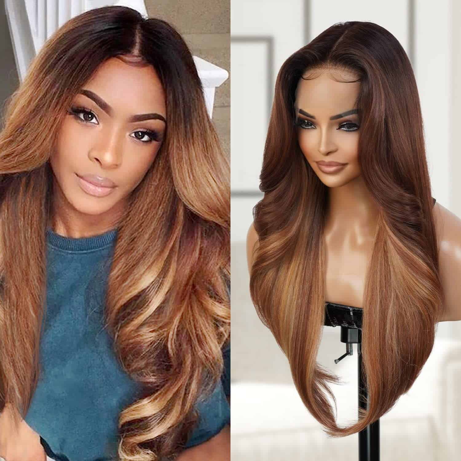 Pelucas GLAM21USA HD Lace Front Straight Curly 13X6 Peluca