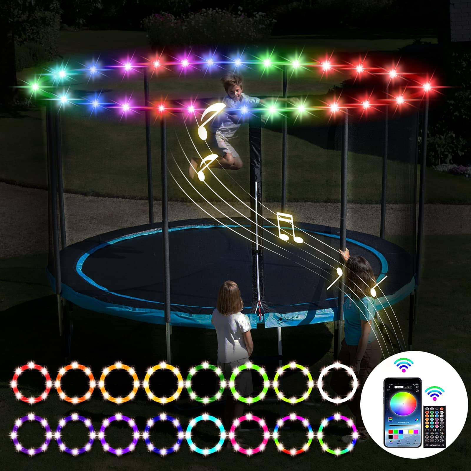 Luces para Trampolín SUVEUS, Luces LED Impermeables para