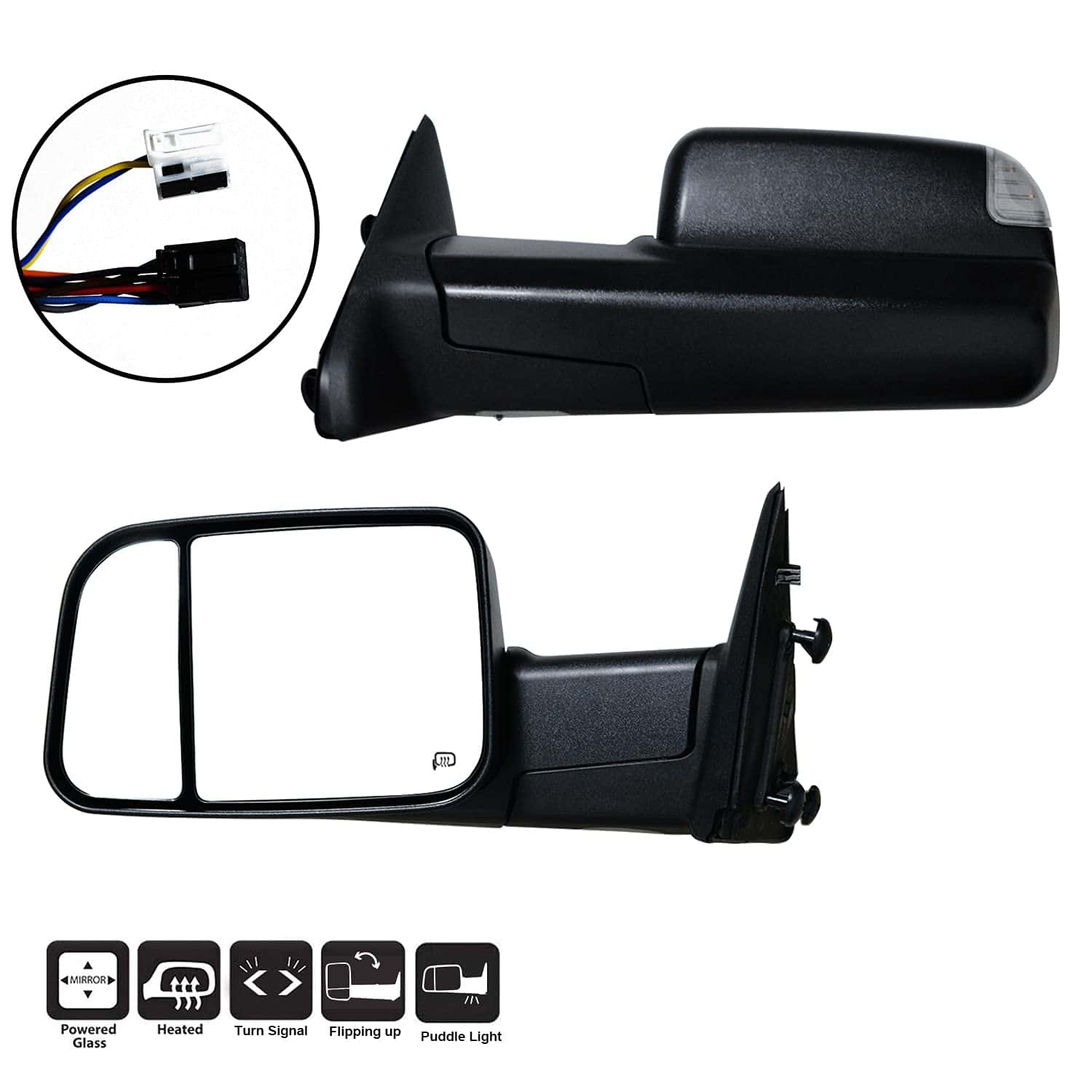 Espejo de remolque AERDM nuevo con carcasa negra con sensor - Imagen 3