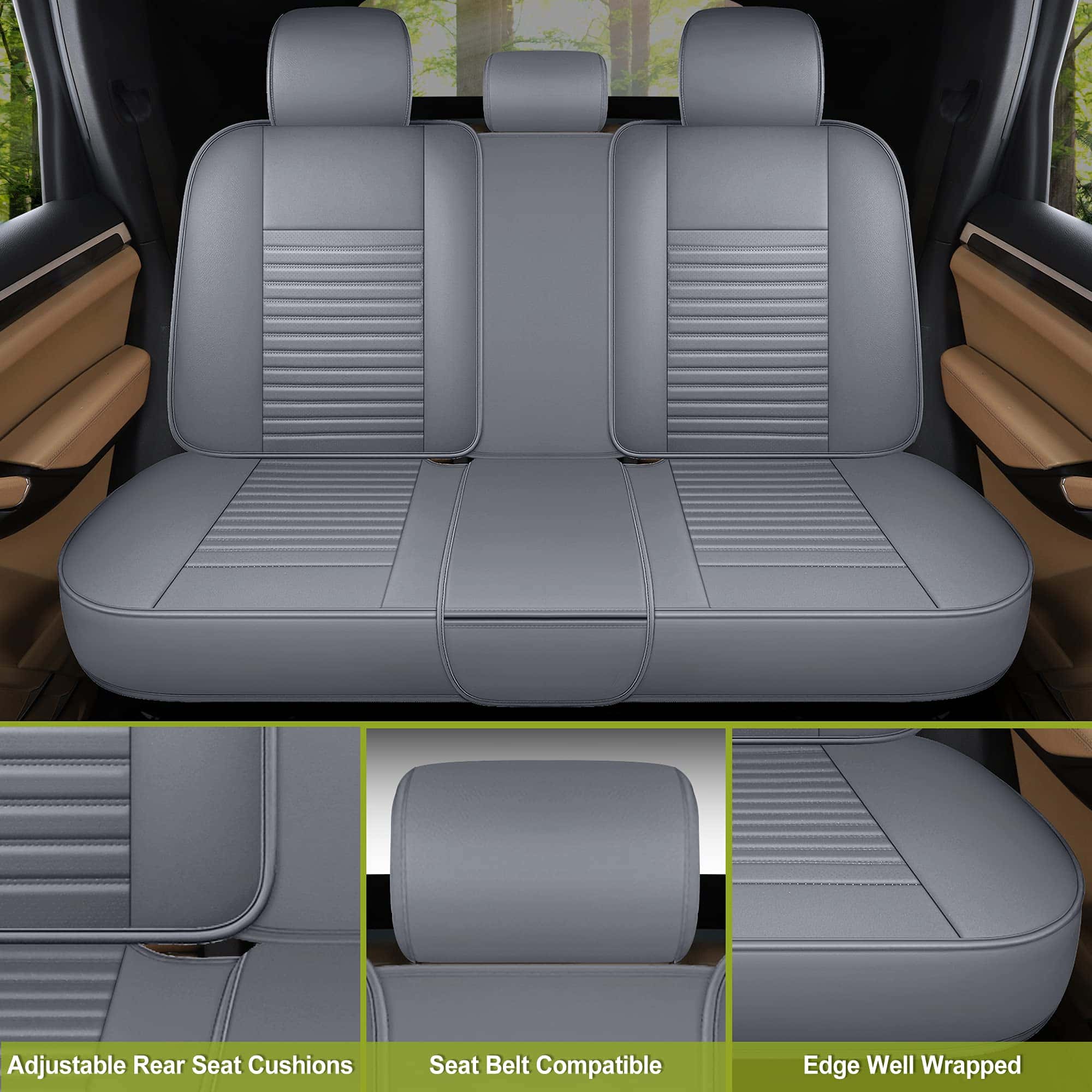 Fundas de asiento de cuero AOOG, Cubiertas de asiento de - Imagen 6