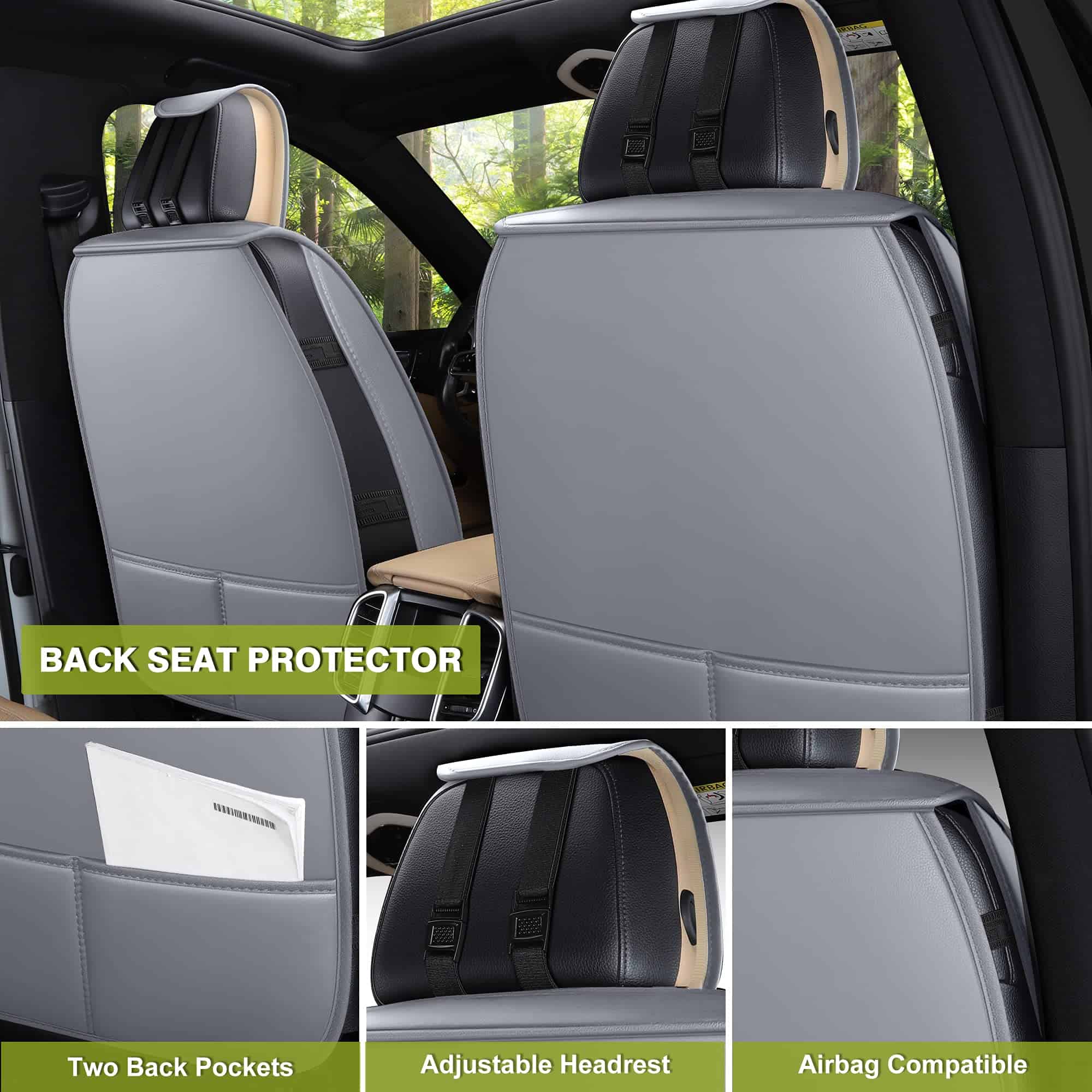 Fundas de asiento de cuero AOOG, Cubiertas de asiento de - Imagen 4