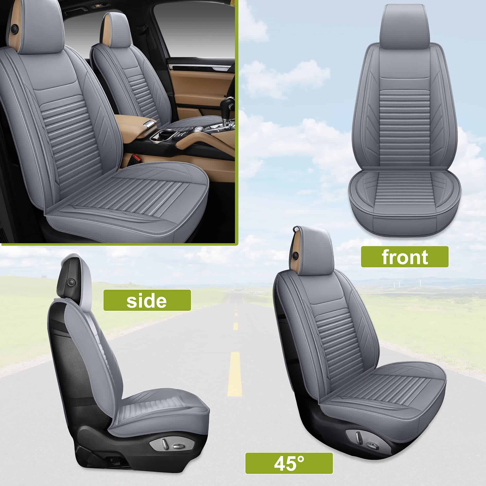 Fundas de asiento de cuero AOOG, Cubiertas de asiento de - Imagen 9