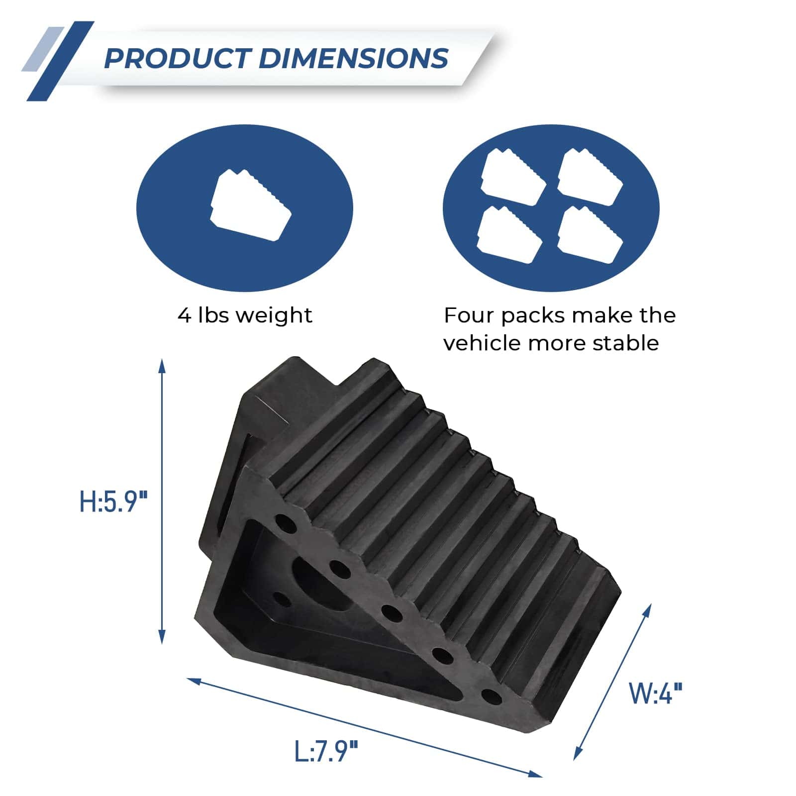 Topes de Rueda de Caucho Sólido HOXWELL 4 Packs, Topes - Imagen 3