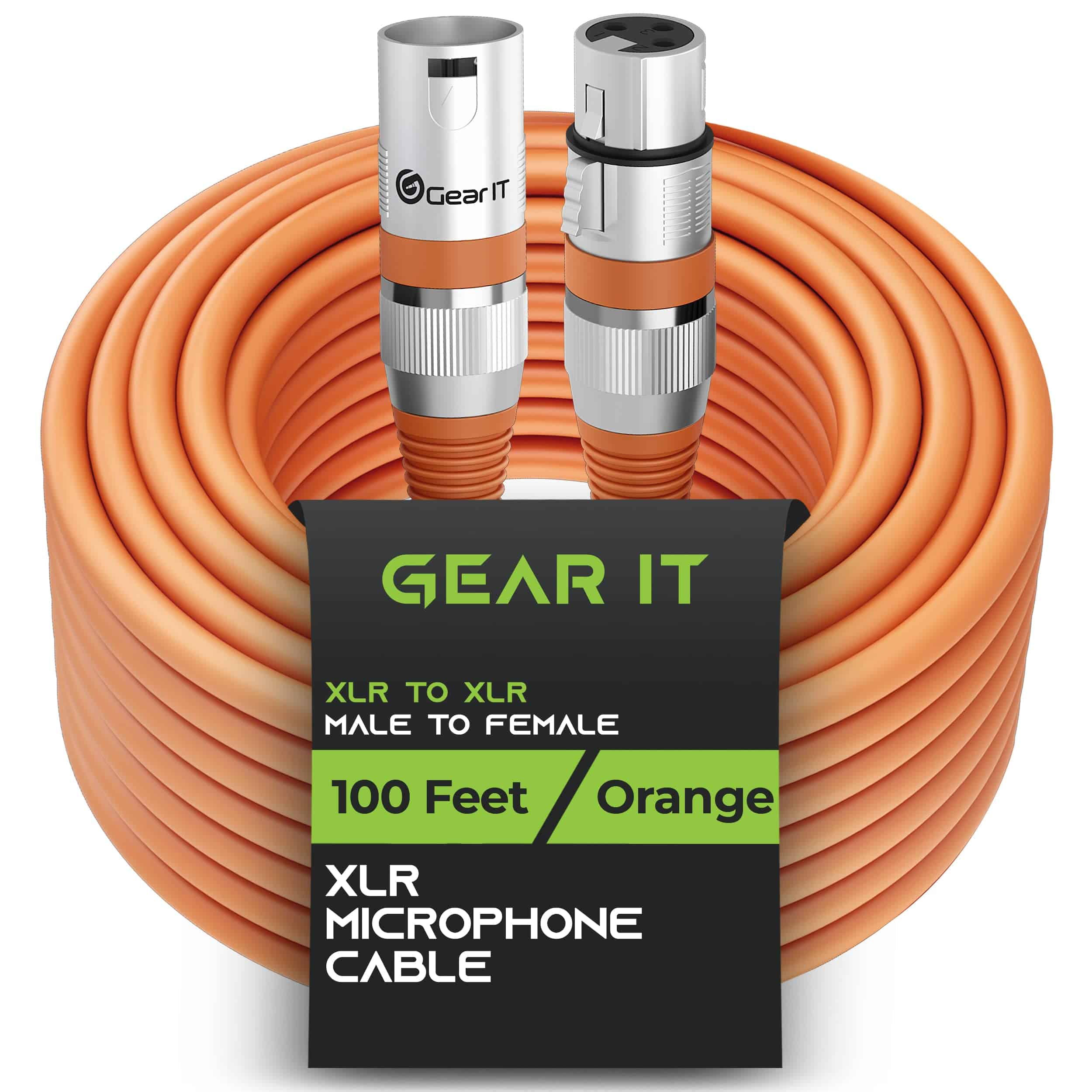 Cable de Micrófono XLR Macho a Hembra GearIT (100 Pies, 1