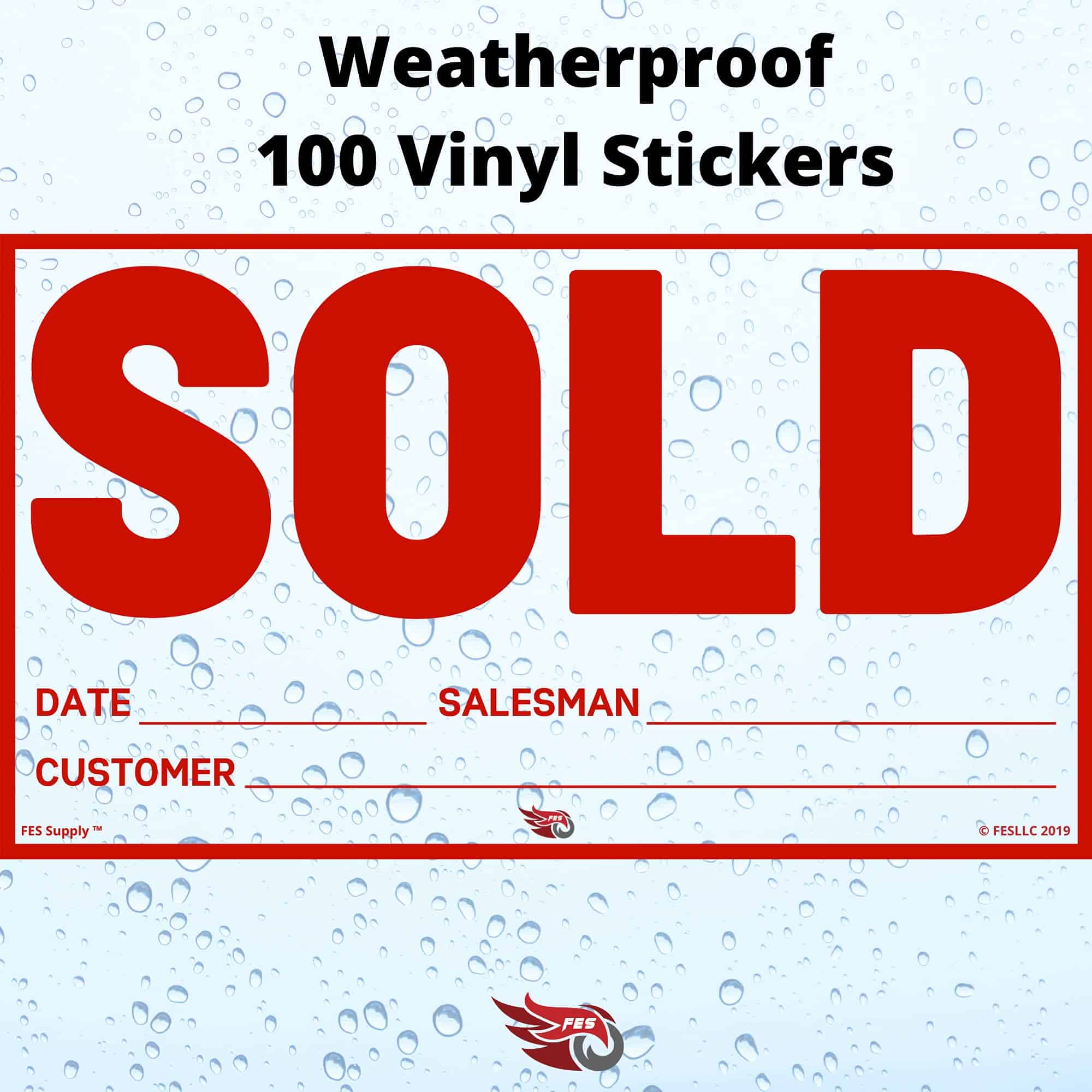 Calcomanías de venta de autos FES - Rojo (paquete de 100) - - Imagen 3