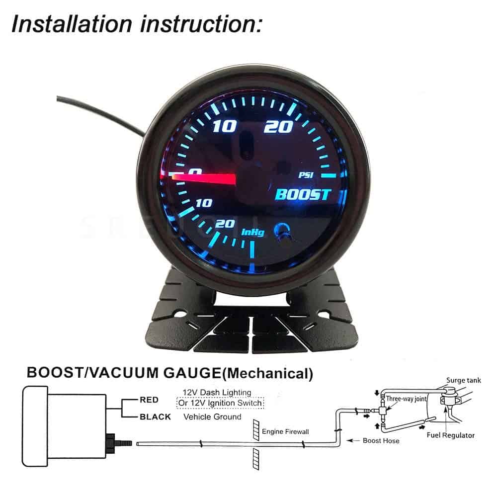 Medidor de Turbo Boost 52 mm Negro 0-30 PSI Medidor de - Imagen 4