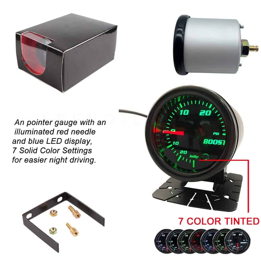 Medidor de Turbo Boost 52 mm Negro 0-30 PSI Medidor de - Imagen 3