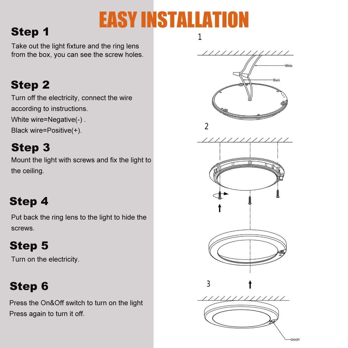 Facon 5" Luz Interior LED para RV - Juego de 3 Luces de - Imagen 9