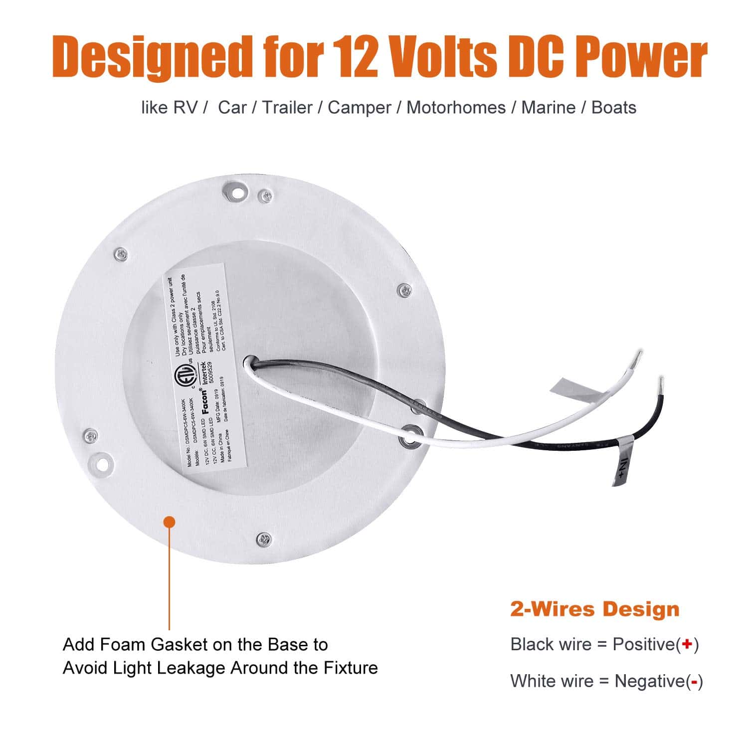 Facon 5" Luz Interior LED para RV - Juego de 3 Luces de - Imagen 7