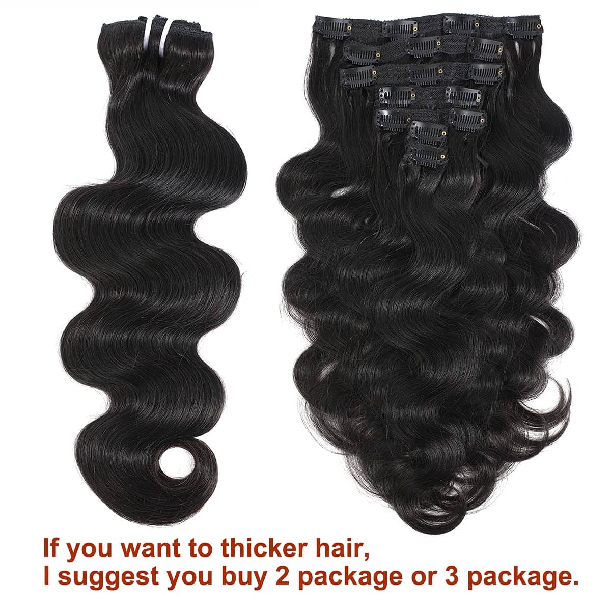 Extensiones de Cabello Ondulado de Clip de Onda Corporal - Imagen 5