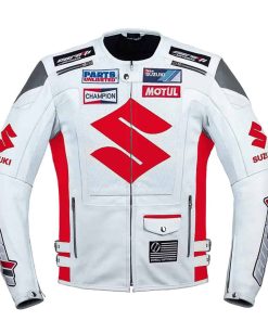 Chaqueta de Cuero Roja de Competición para Motocicleta
