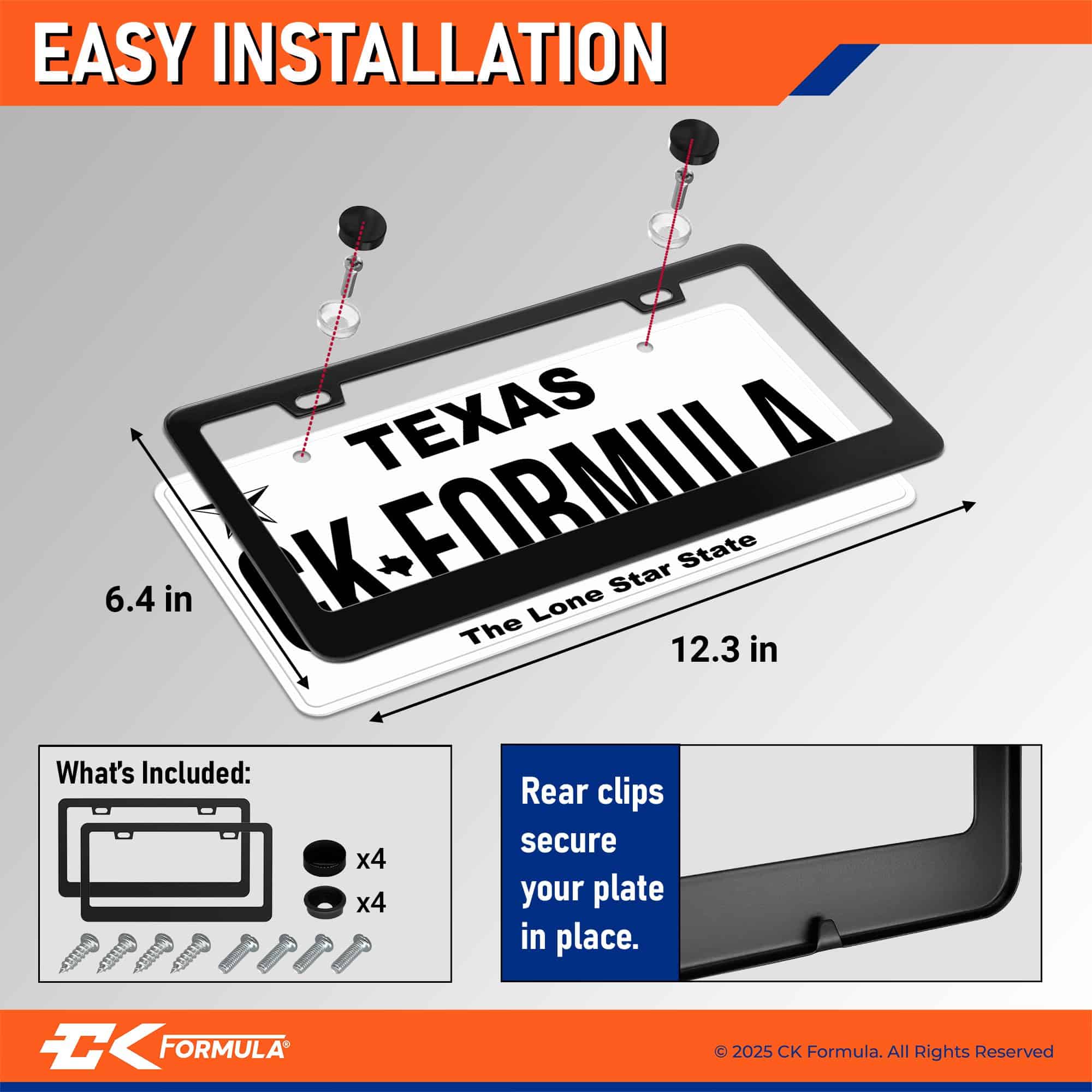 Porta Placas Mate en Negro - Paquete de 2, Marco de Placa - Imagen 7
