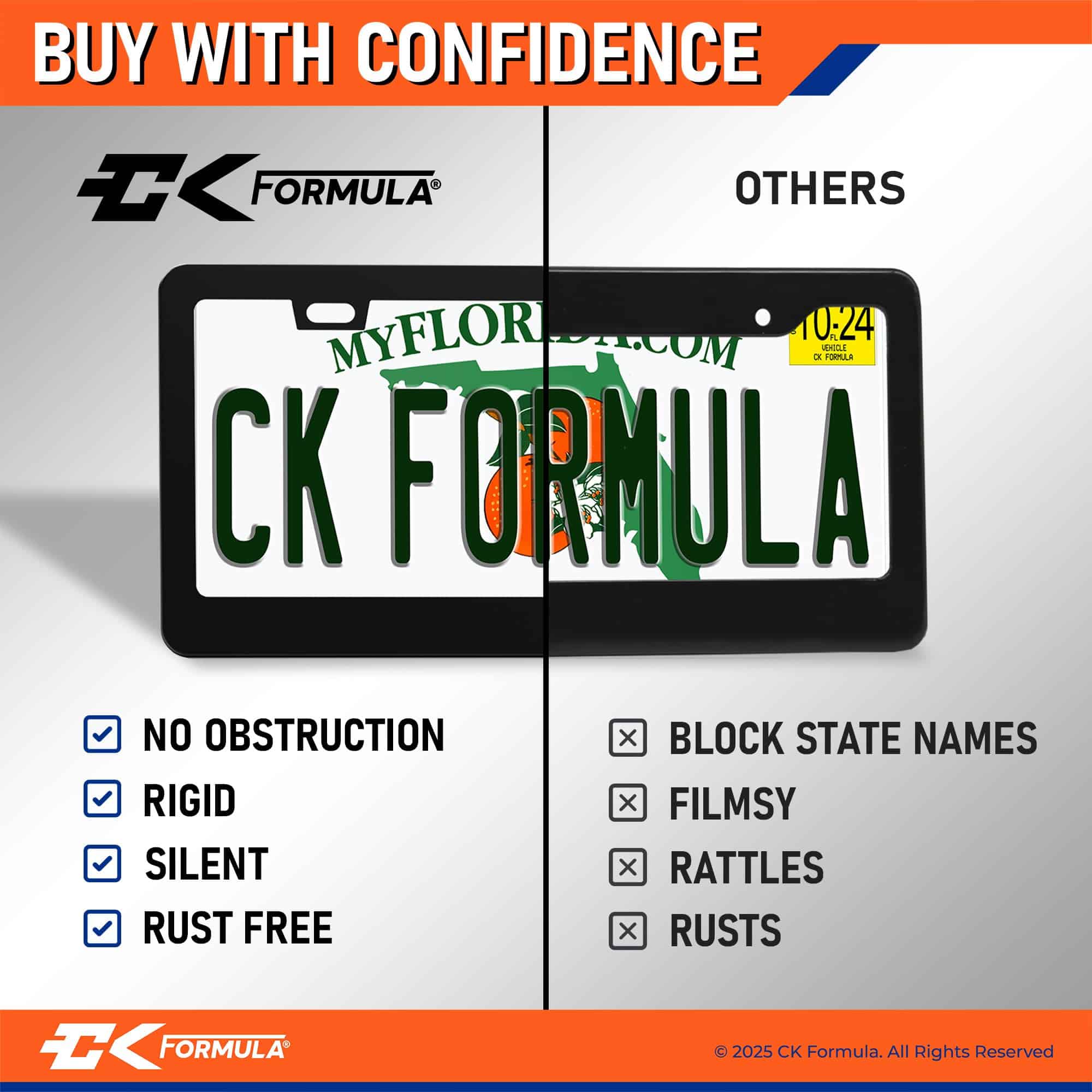 Porta Placas Mate en Negro - Paquete de 2, Marco de Placa - Imagen 6