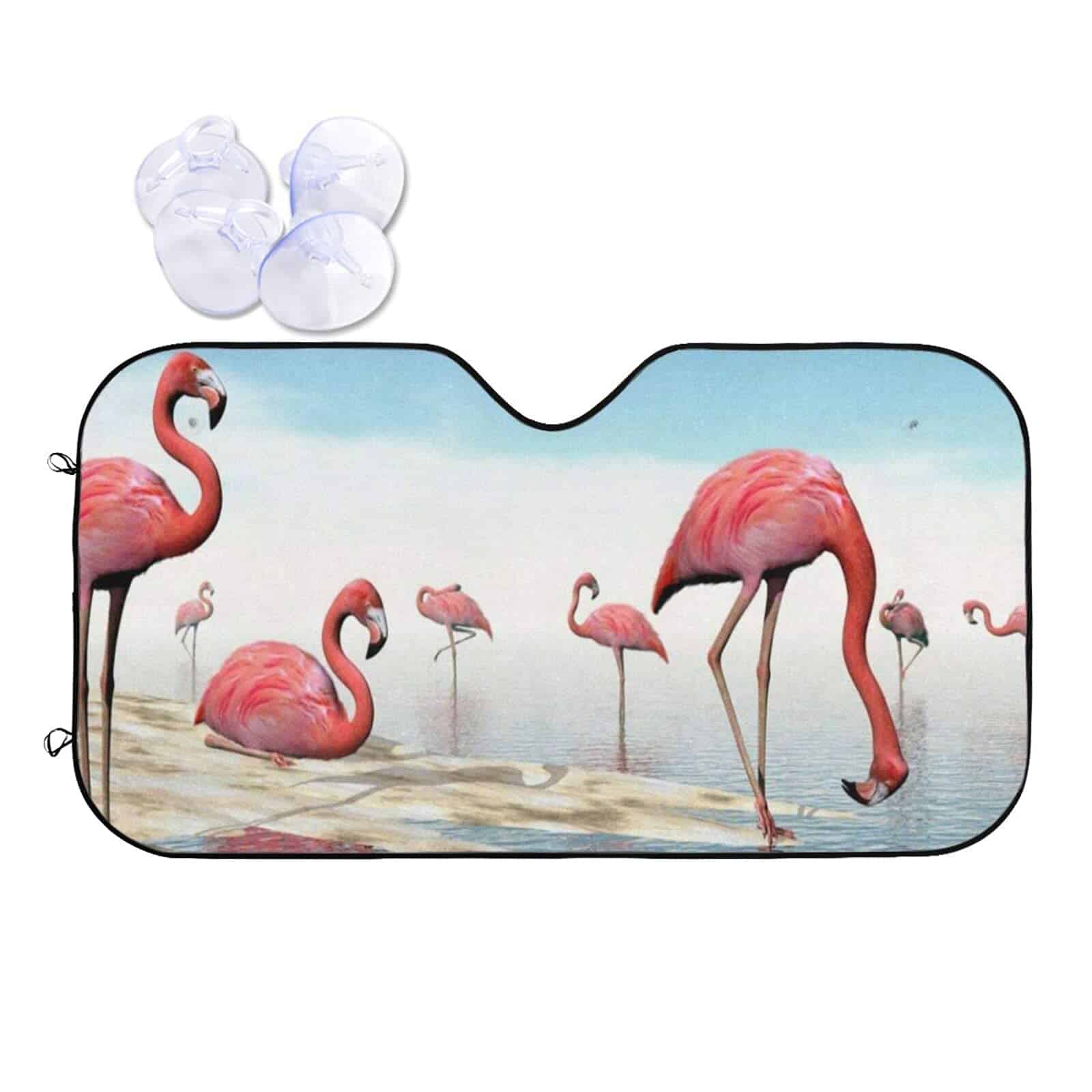 Parasol de parabrisas delantero con diseño de flamenco rosa