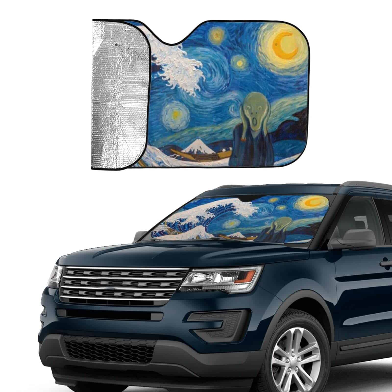 Sombrilla para parabrisas delantero con diseño de olas - Imagen 5