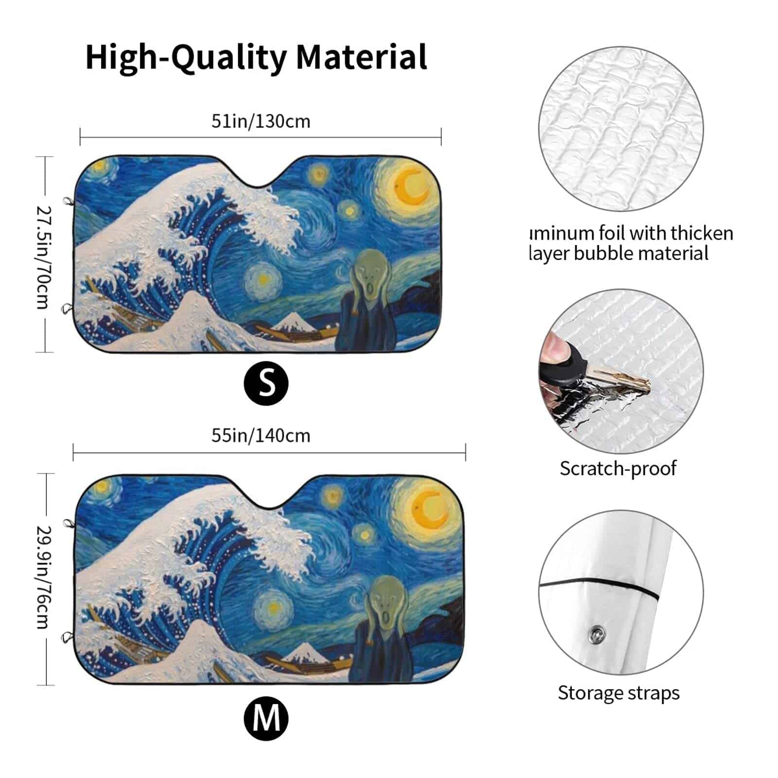 Sombrilla para parabrisas delantero con diseño de olas - Imagen 4