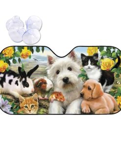 Parasol de ventana delantera con diseño de perros lindos