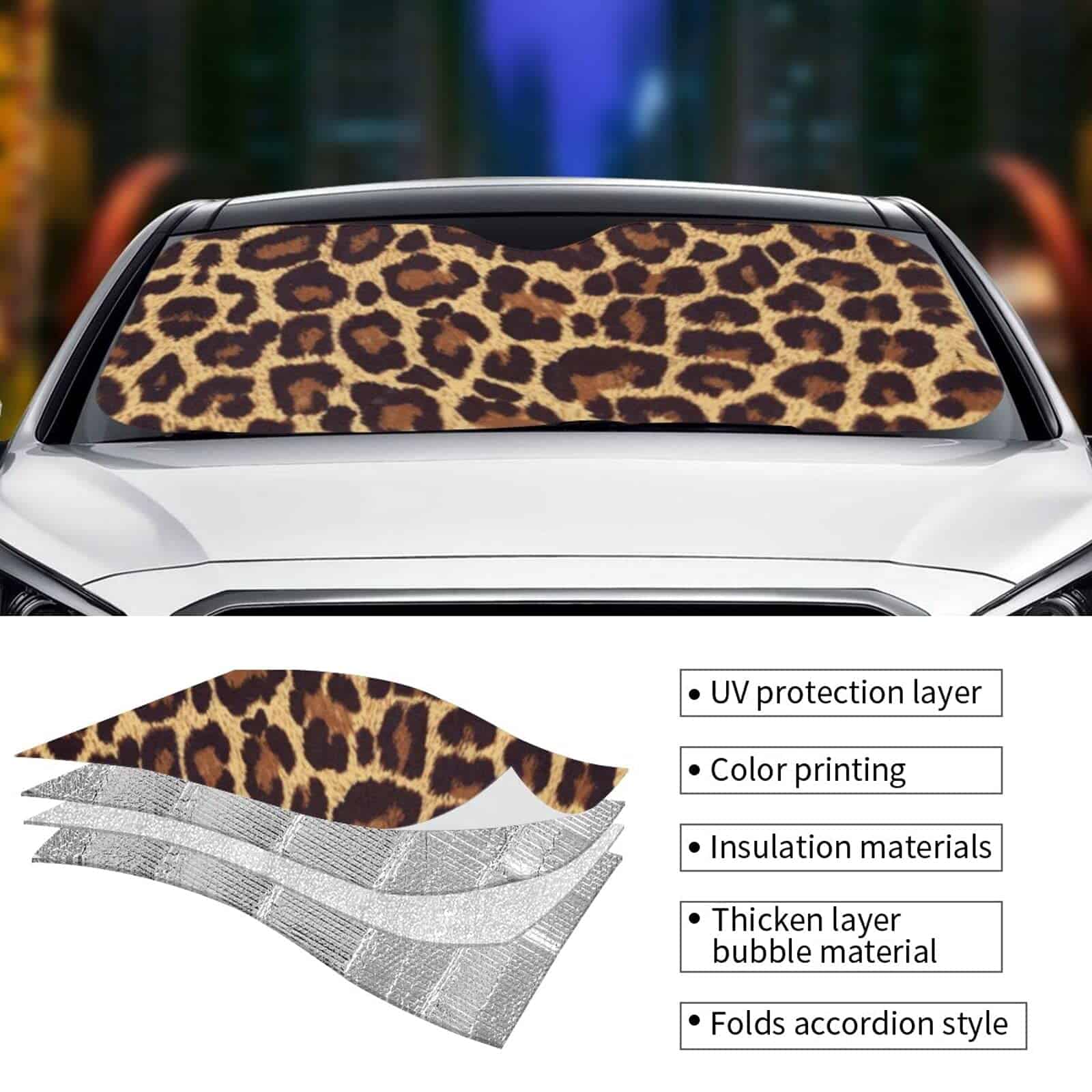 Sombrilla de parabrisas delantero con estampado de leopardo - Imagen 6