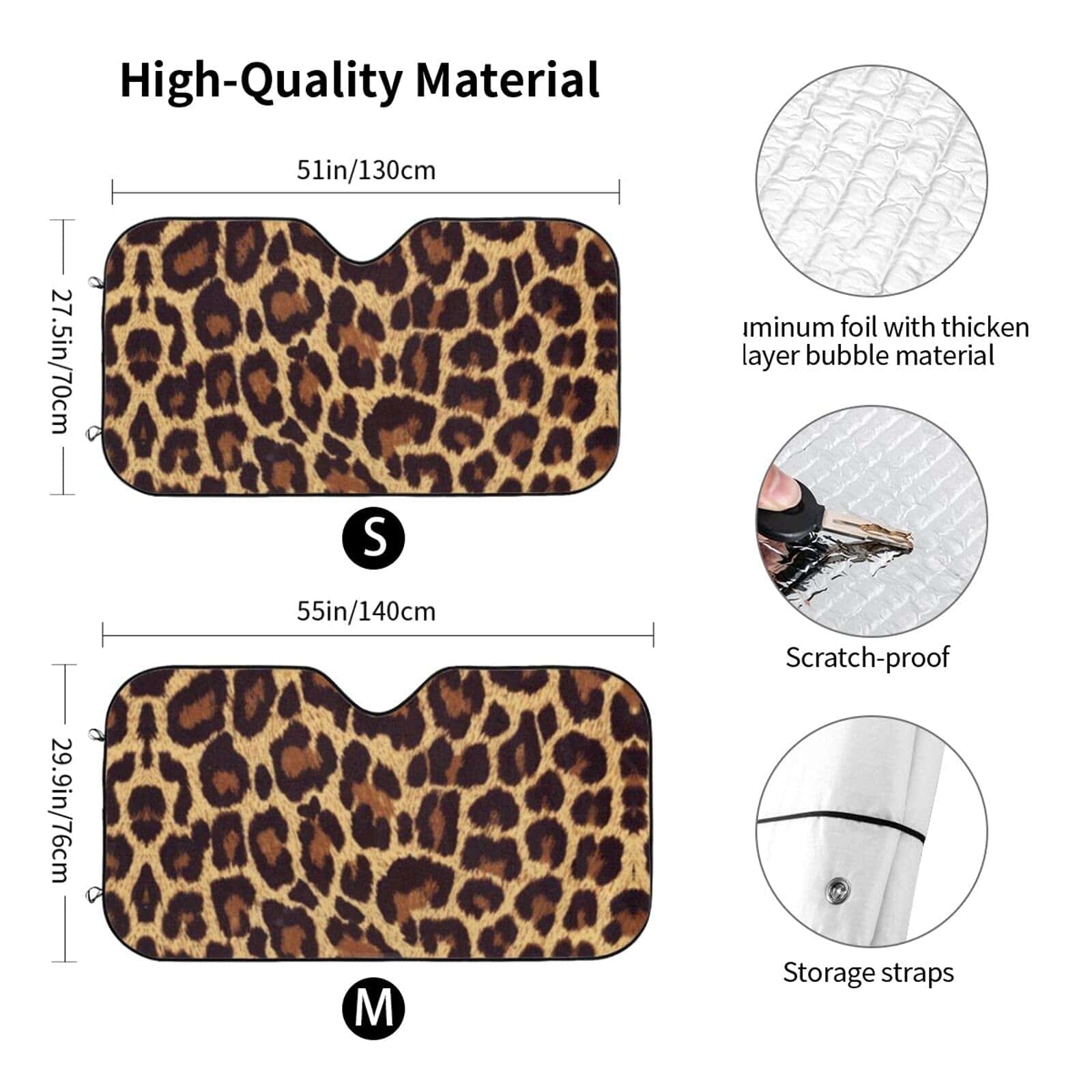 Sombrilla de parabrisas delantero con estampado de leopardo - Imagen 4