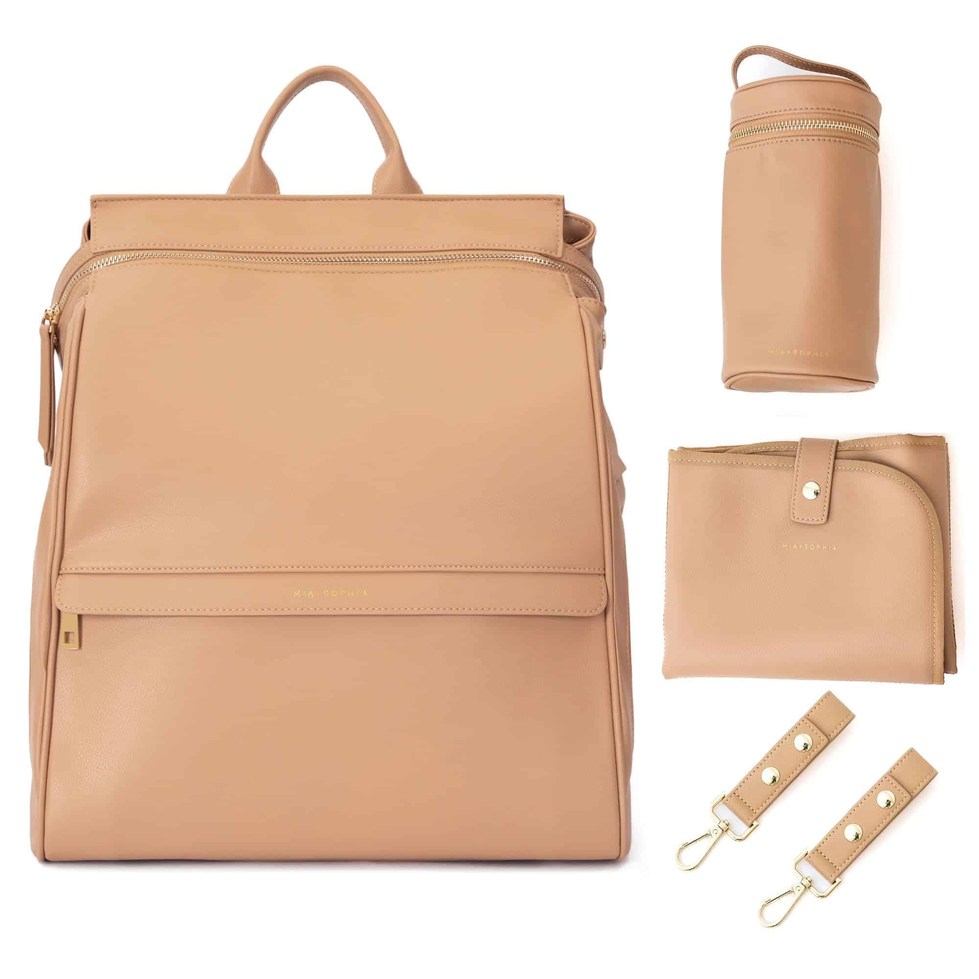 Mochila de Cuero para Pañales MIA + SOPHIA -Marrón Sophia