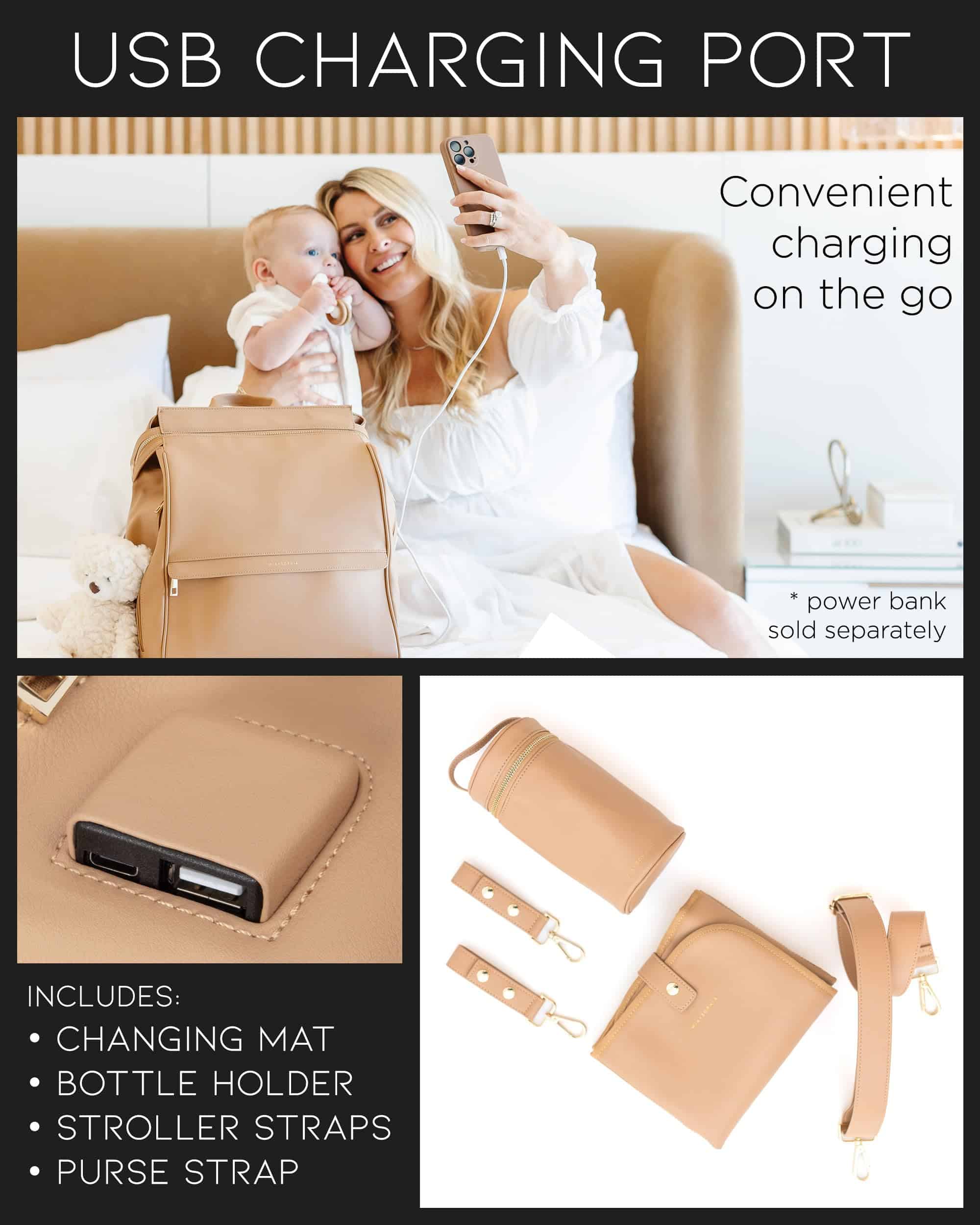 Mochila de Cuero para Pañales MIA + SOPHIA -Marrón Sophia - Imagen 6