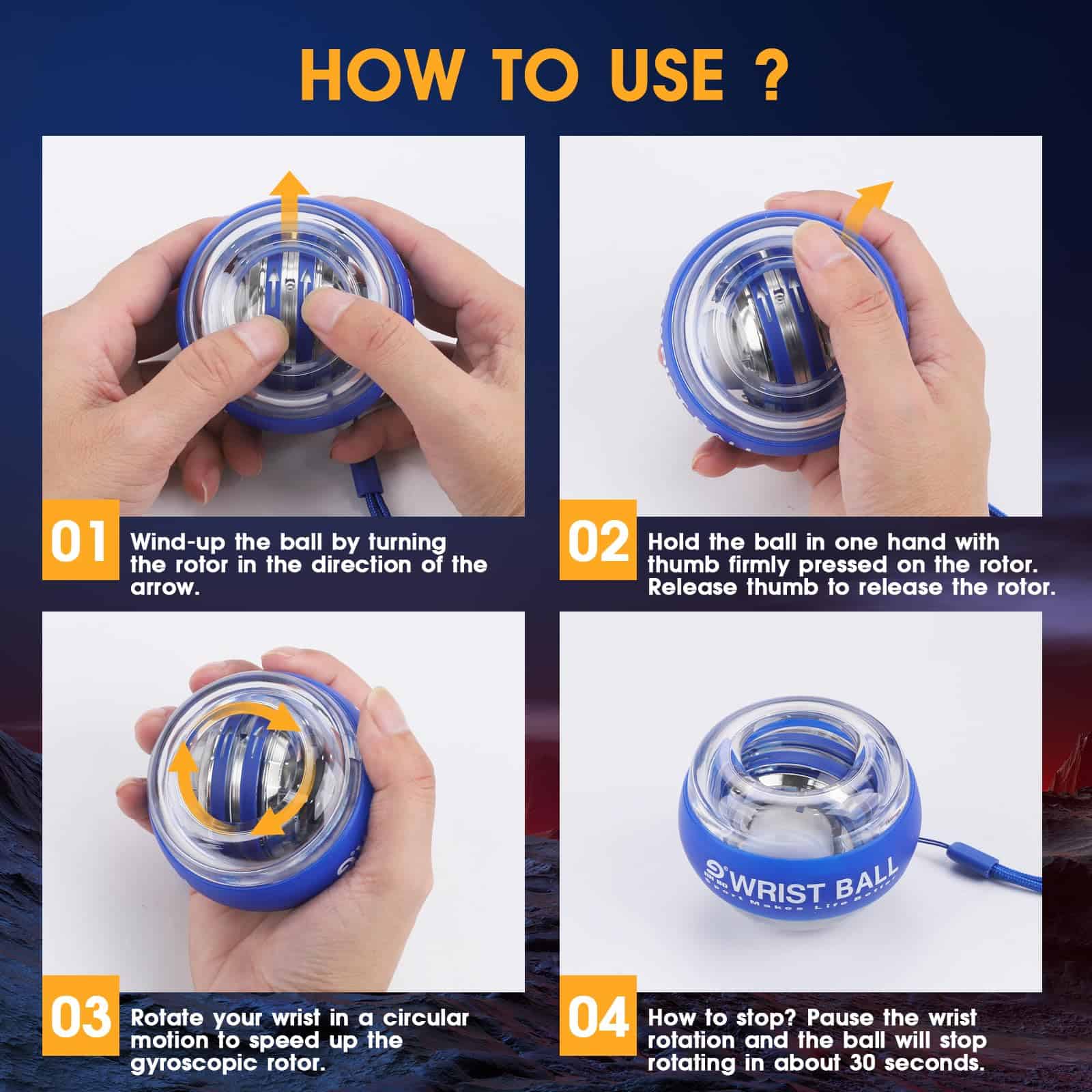 JIN BDWrist Trainer Ball Auto-Start Wrist Strengthener - Imagen 8
