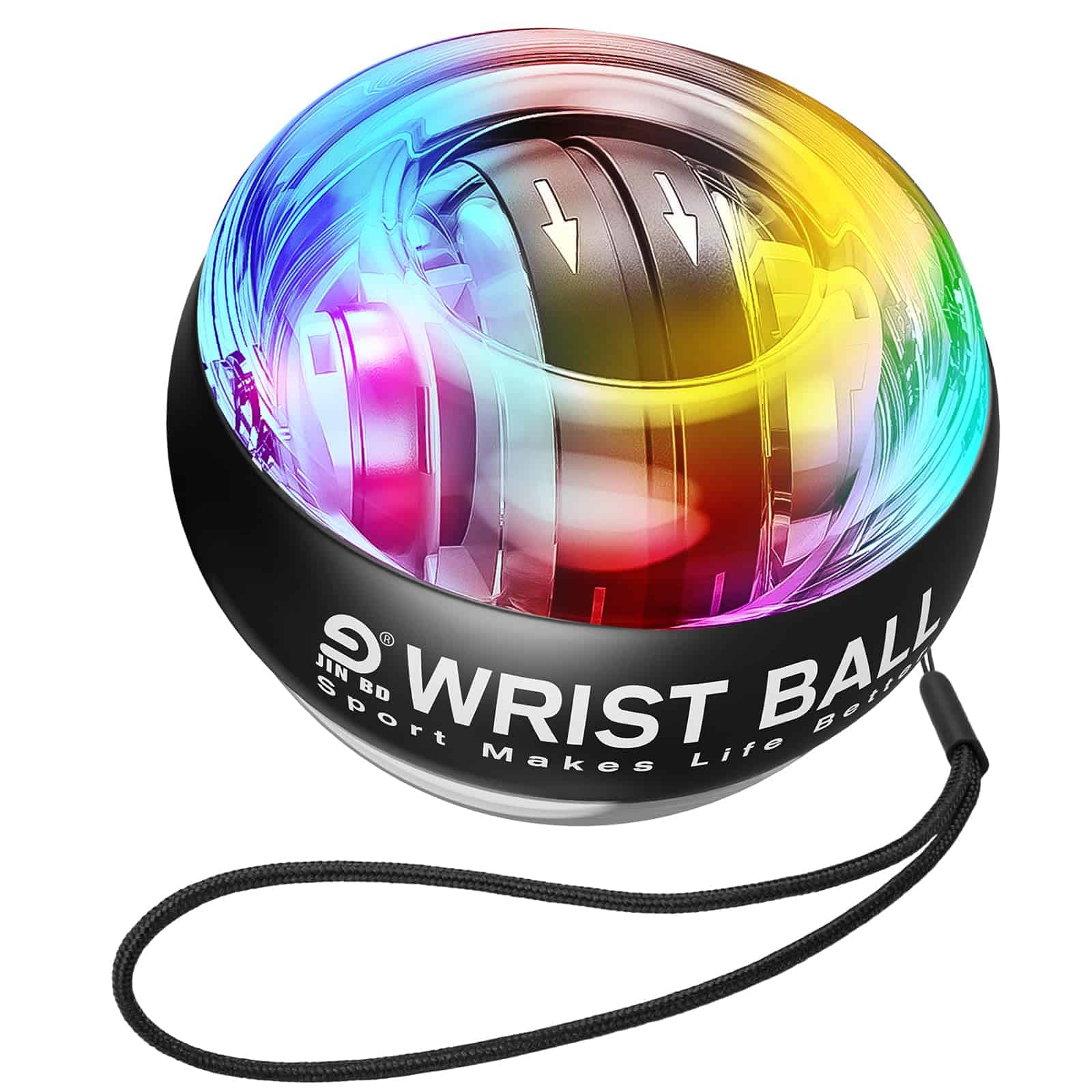 JIN BD Wrist Trainer Ball Auto-Start Wrist -Negro con luz LE