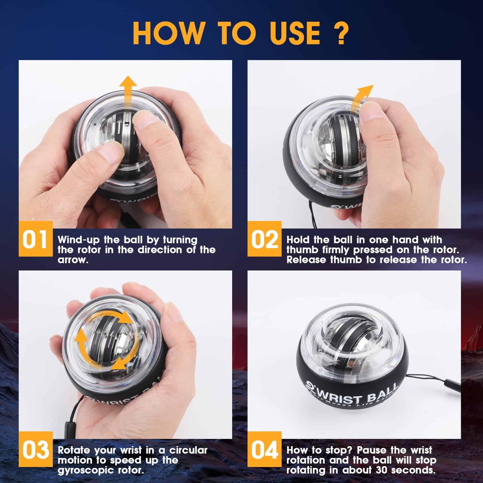 JIN BD Wrist Trainer Ball Auto-Start Wrist -Negro con luz LE - Imagen 6