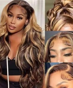 Peluca de Encaje 13X4 Resaltada Onda de Cuerpo Pelo Humano