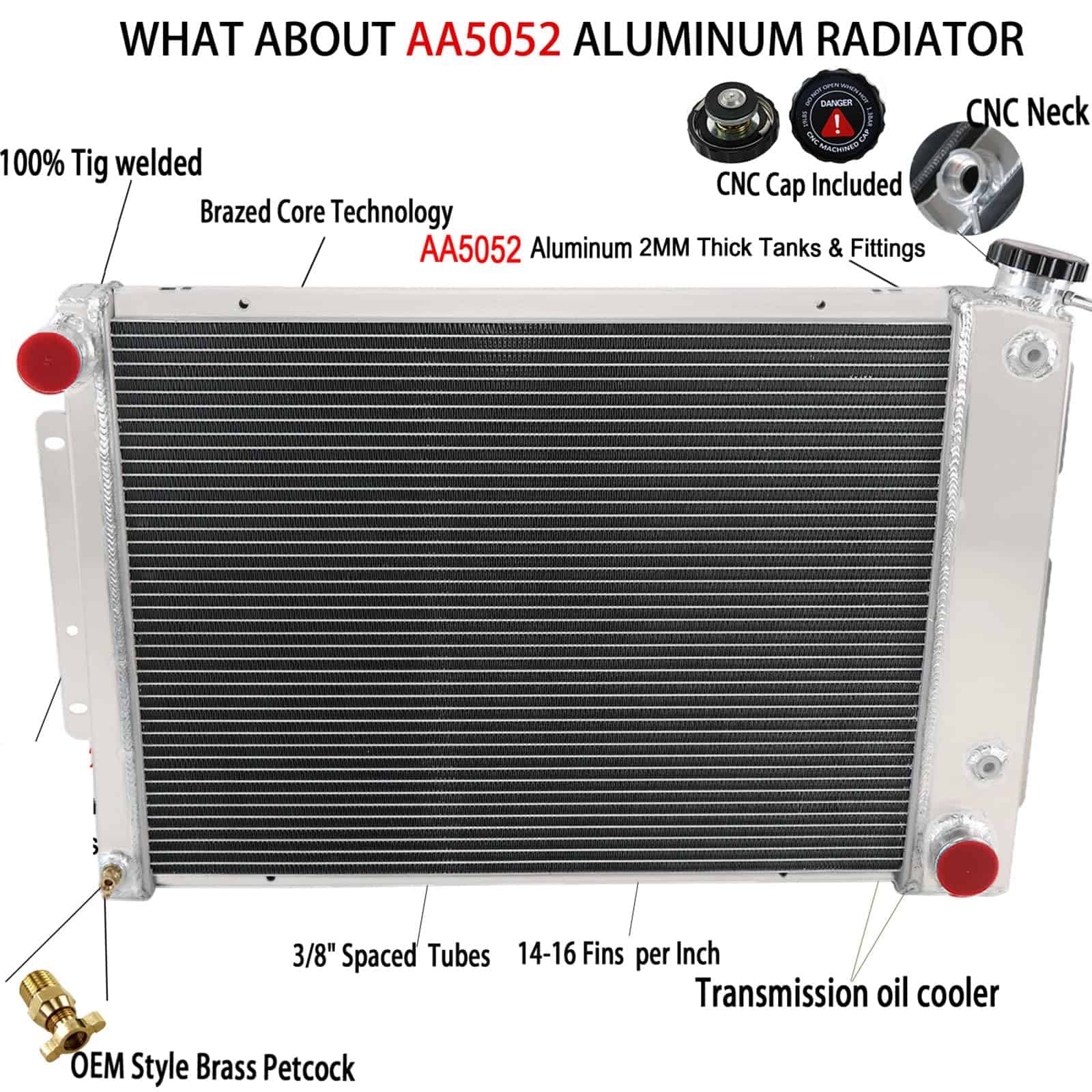 Radiador de aluminio de 4 filas Cubauto para Chevy Camaro - Imagen 8