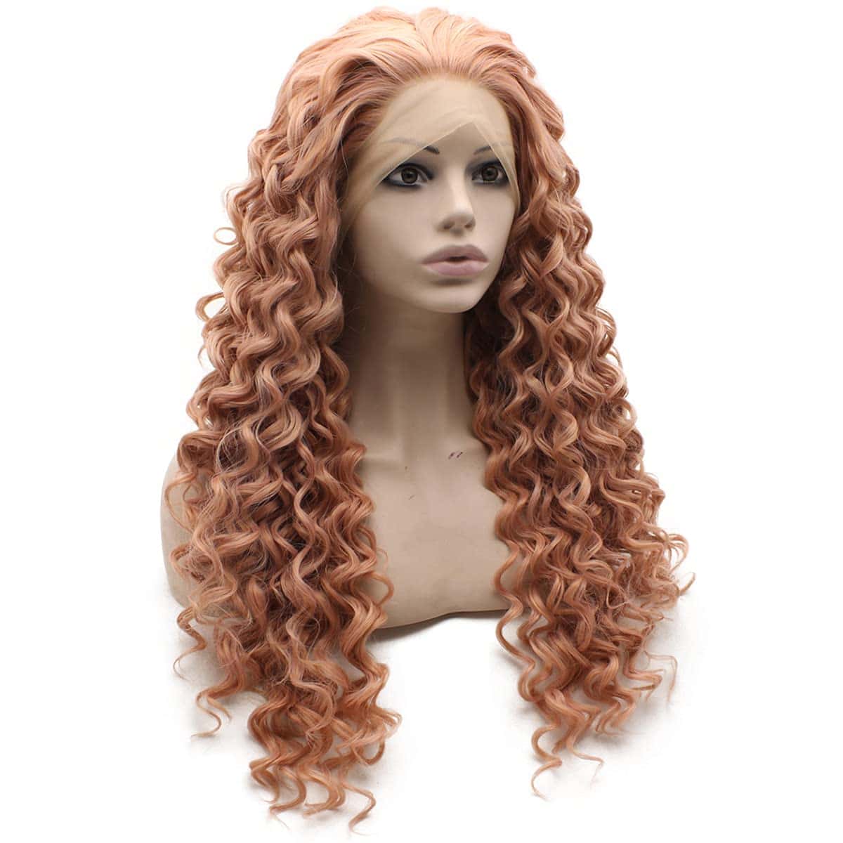Peluca de Encaje Frontal Rizado Largo en Rosa Sintética - Imagen 4