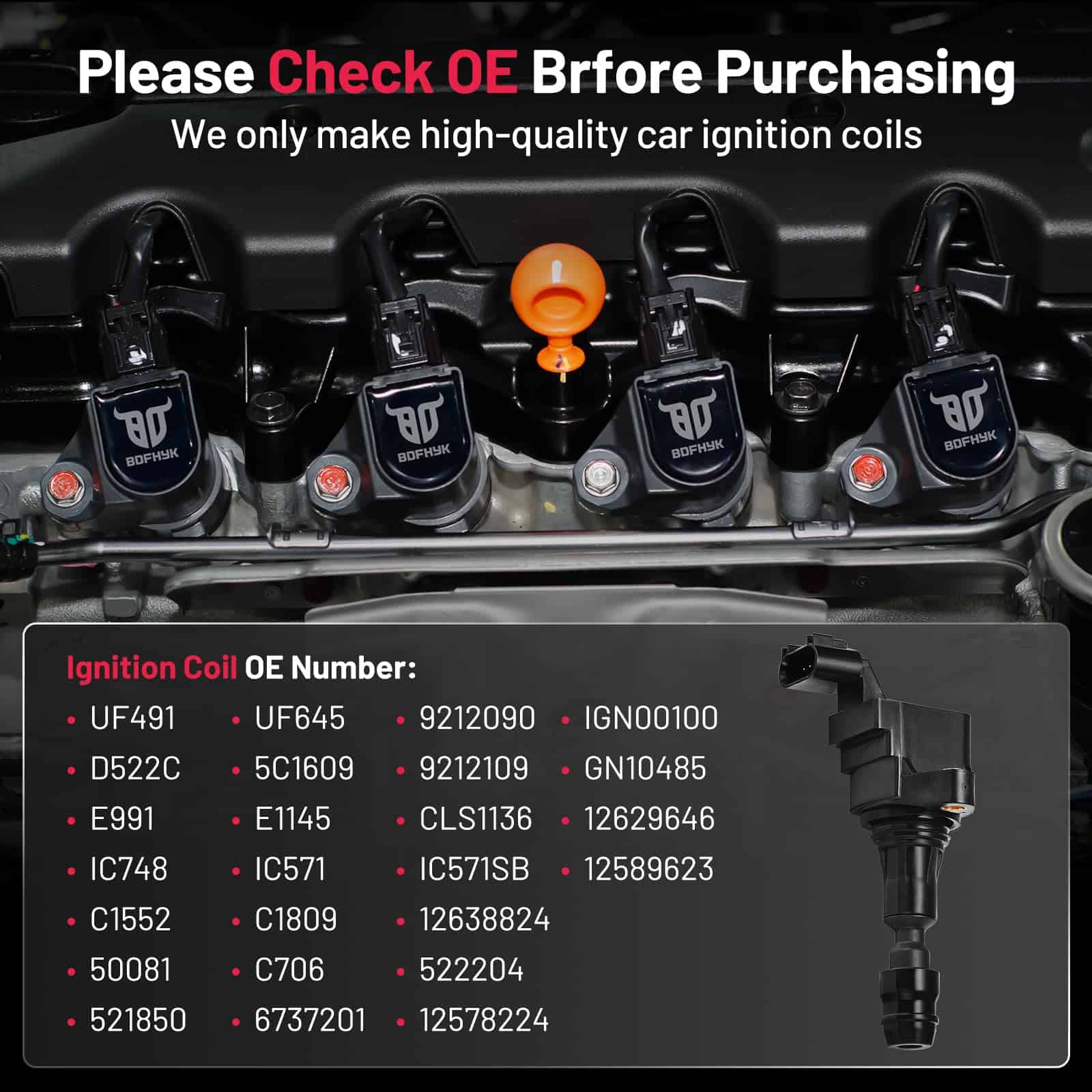 Conjunto de 4 bobinas de encendido BDFHYK -212638824 - Imagen 6