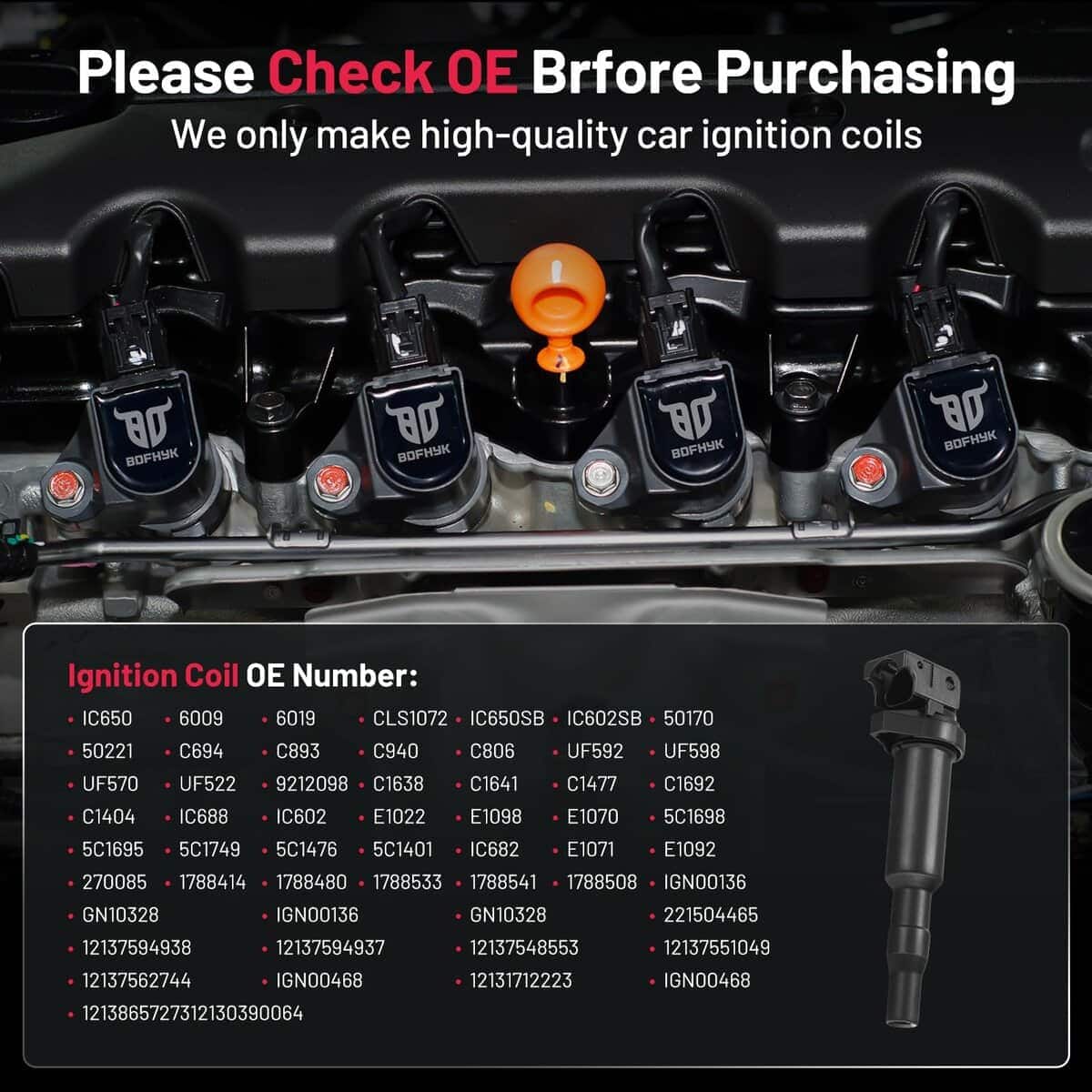 Bobina de encendido de alto rendimiento BDFHYK, paquete de - Imagen 4