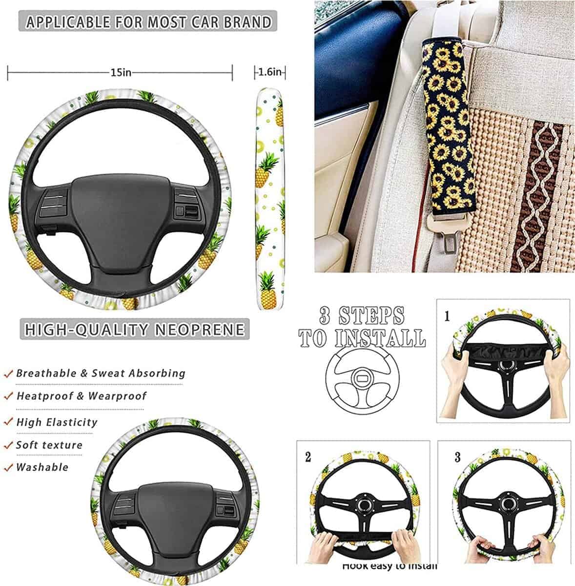 Juego de Fundas para Asientos de Carro y Accesorios - Imagen 6
