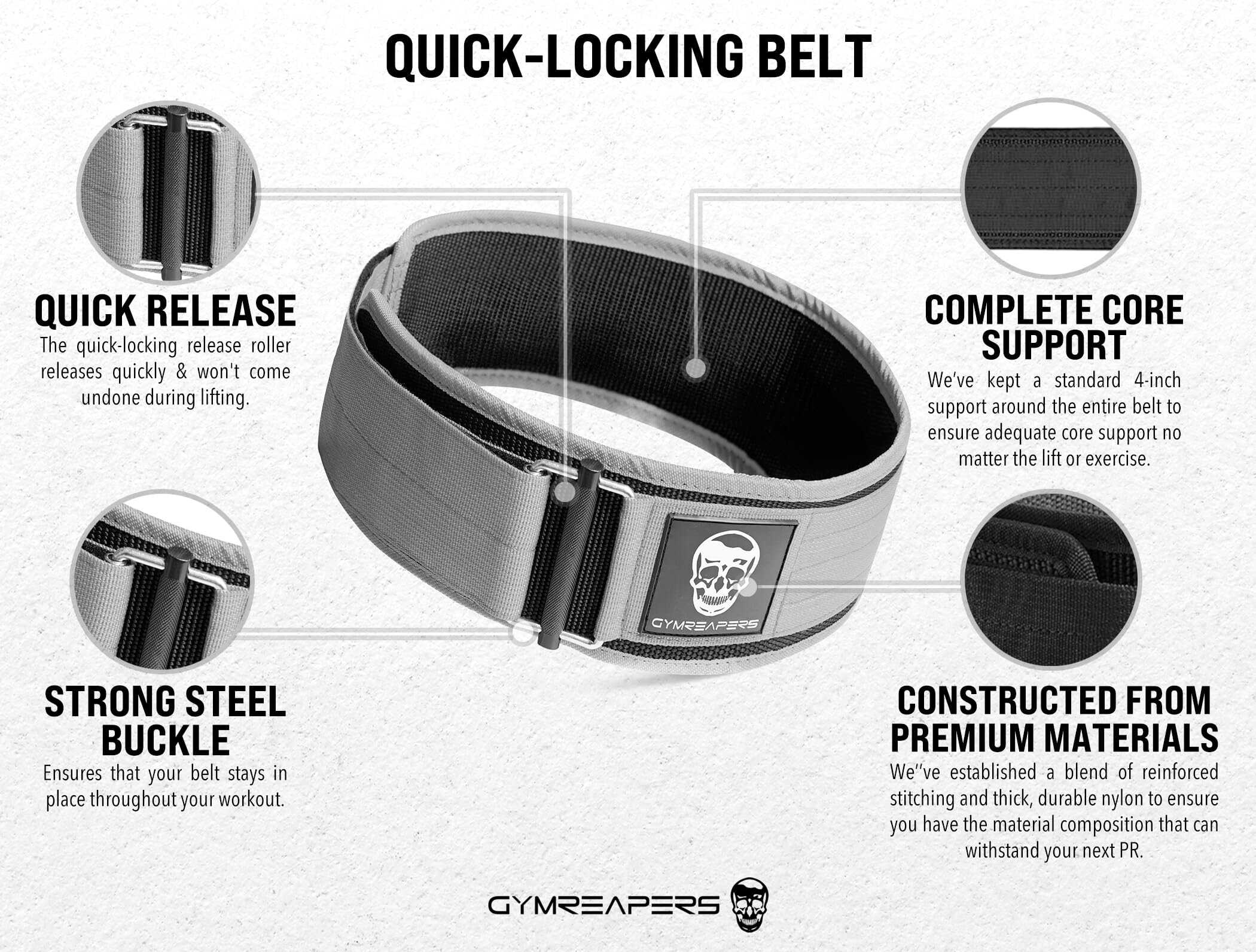 Cinturón de levantamiento de pesas Gymreapers Quick Locking - Imagen 4