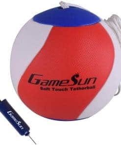 Pelota y cuerda de Tetherball GAMESUN con -Rojo Blanco Azul
